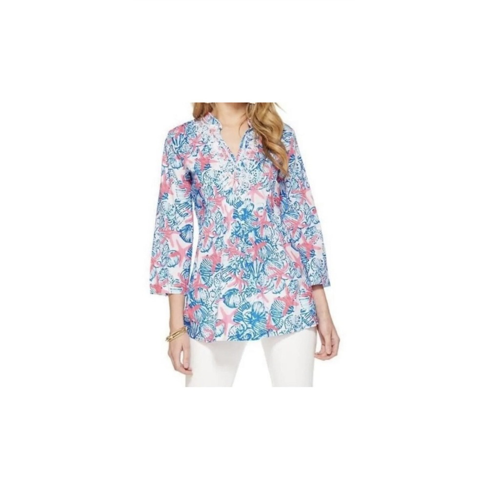 Lilly Pulitzer Sarasota Tunic She She Shells Pink Blue Starfish Pearl Small S